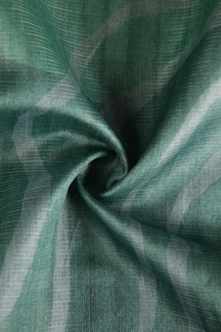 Pistachio Green Raw Silk Sarees Without Zari With Floral Patterns view 4