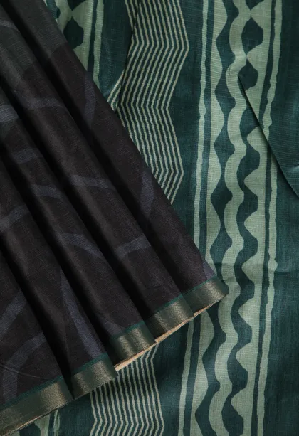 Pistachio Green Raw Silk Sarees Without Zari With Floral Patterns