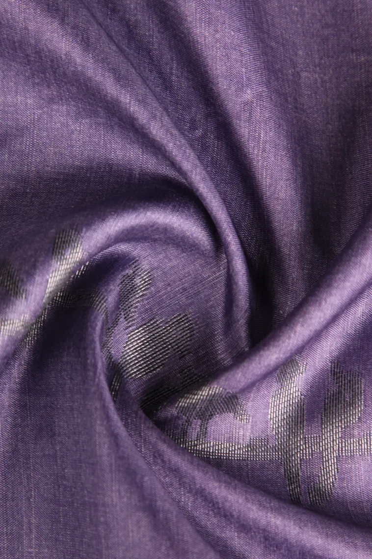 Mauve Purple Jute Sarees with Antic Zari Birds Mottif view 4