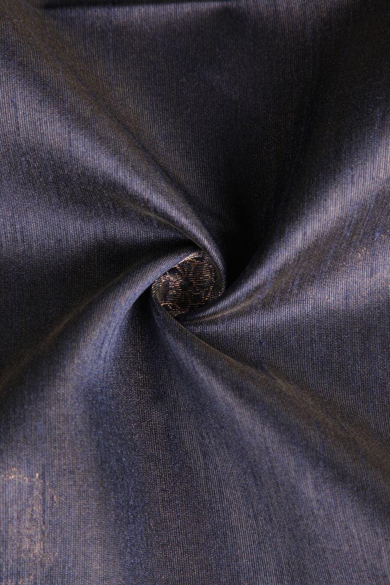Berry Blue Raw Silk Sarees with Copper Zari Puttas view 4