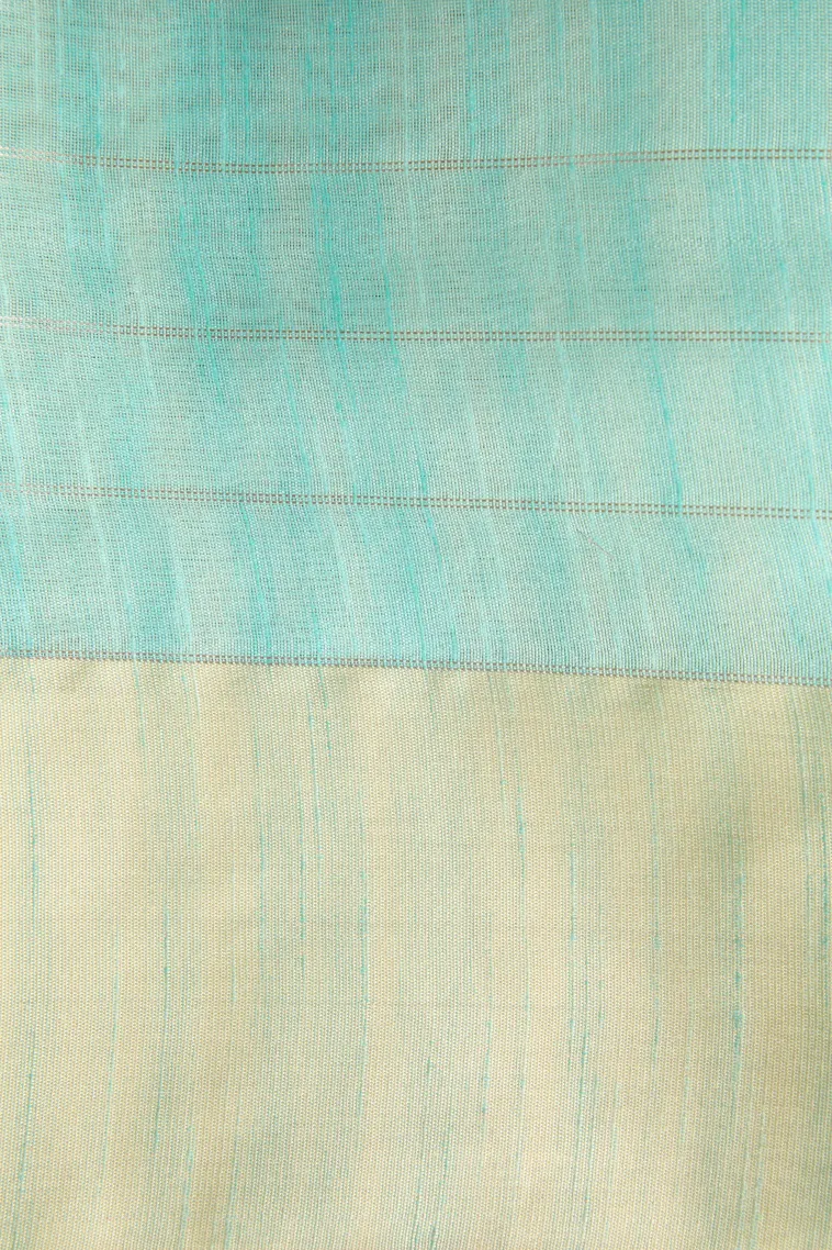 Sky Blue Raw Silk Sarees with Gold And Silver Zari Checks And Puttas view 3