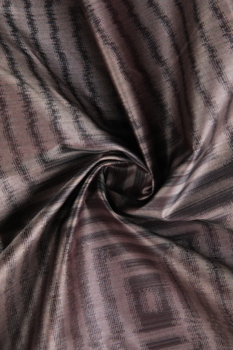 Chocolate Brown Soft Silk Sarees with Bronze Zari Geometric Shapes view 4