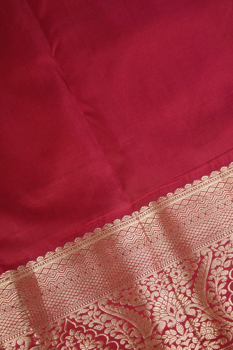 Teal Blue Apoorva Silk Sarees with Copper Zari Floral Patterns view 3
