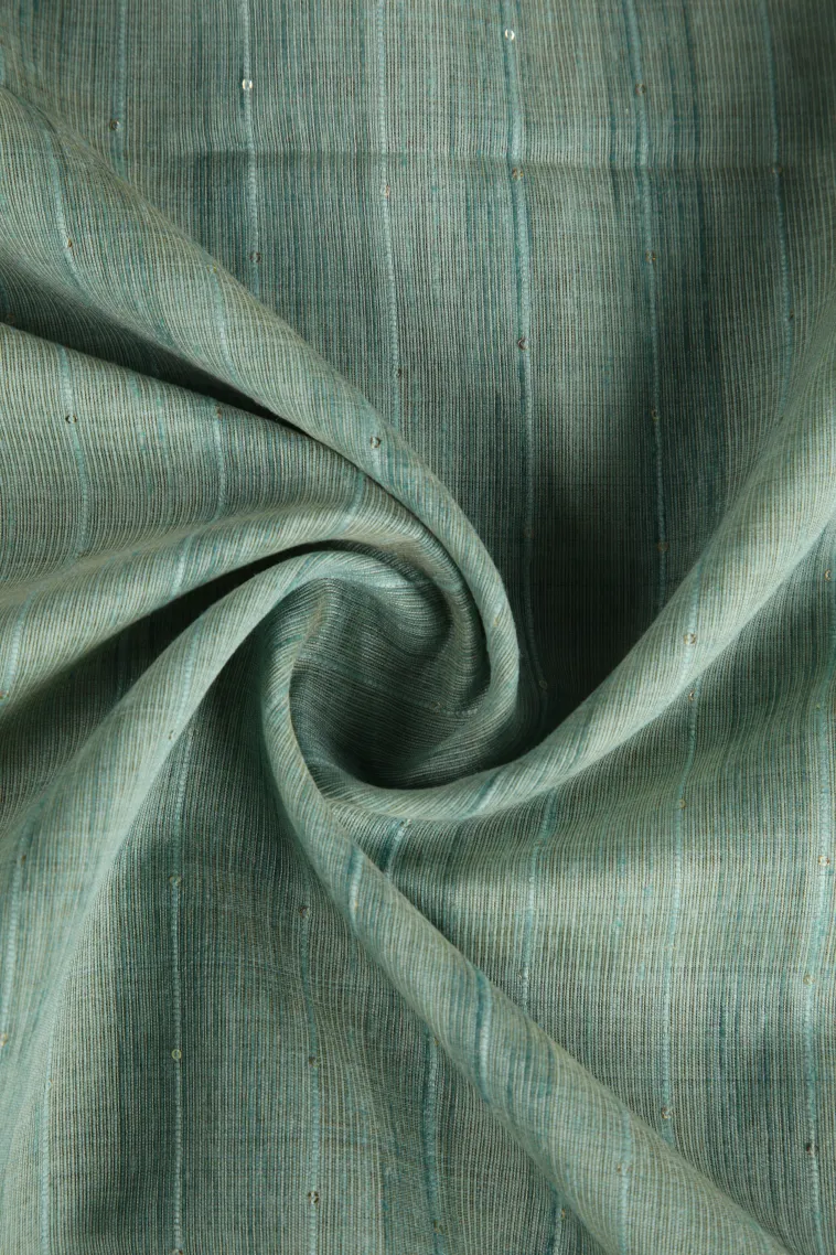 Teal Blue Jute Sarees Without Zari With Stone Work view 4