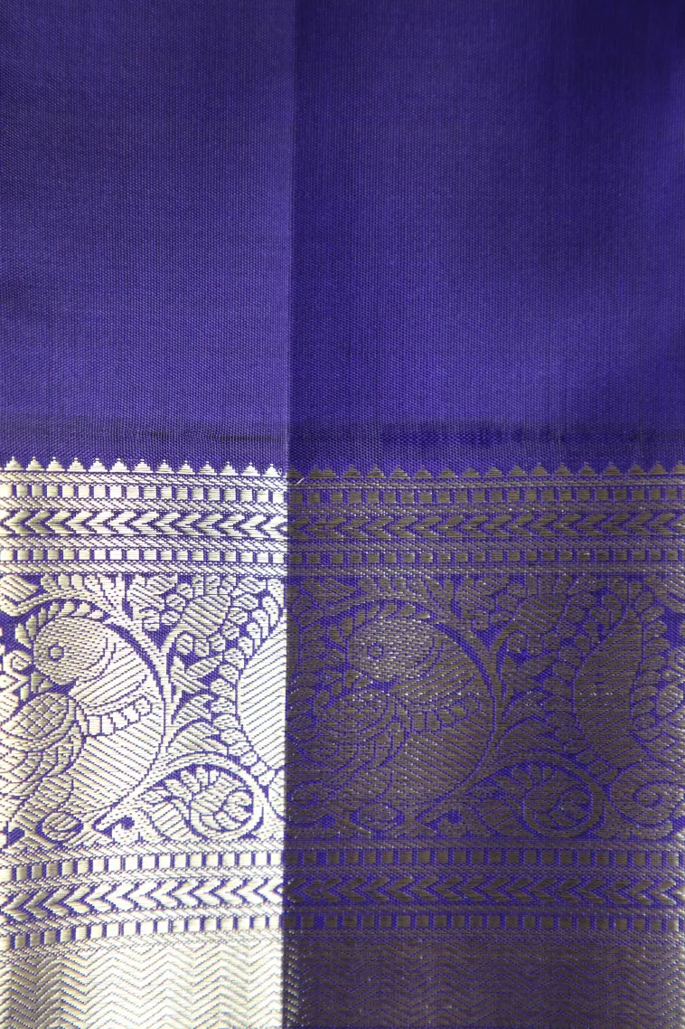 Lemon Yellow Kanchipuram Silk Sarees with Gold Zari Peacock Motifs view 3
