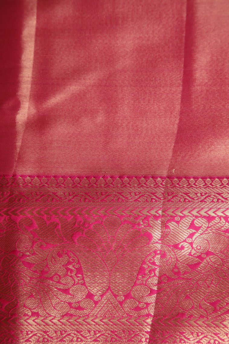 Lime Yellow Apoorva Silk Sarees with Copper Zari Floral Patterns view 3