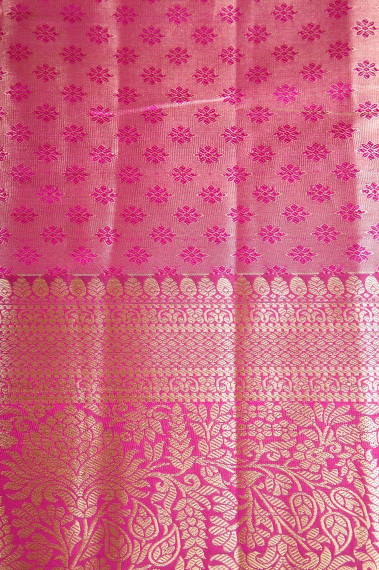 Iris Purple Apoorva Silk Sarees with Copper Zari Floral Patterns view 3