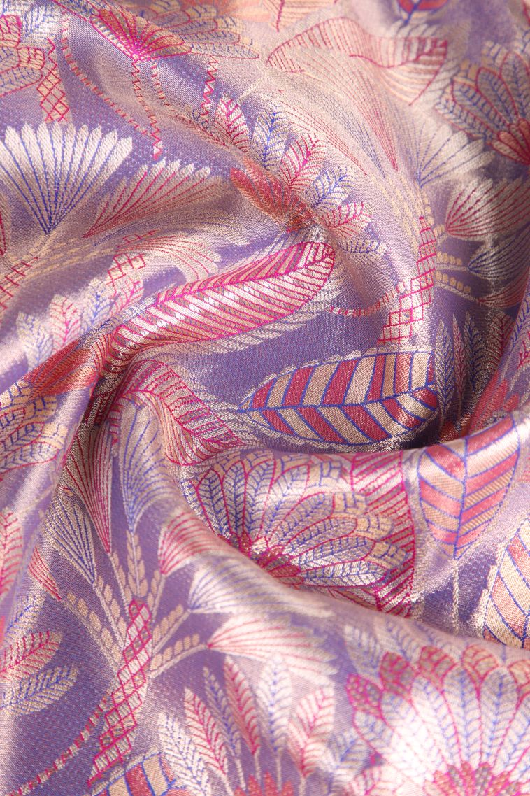 Iris Purple Apoorva Silk Sarees with Copper Zari Floral Patterns view 4