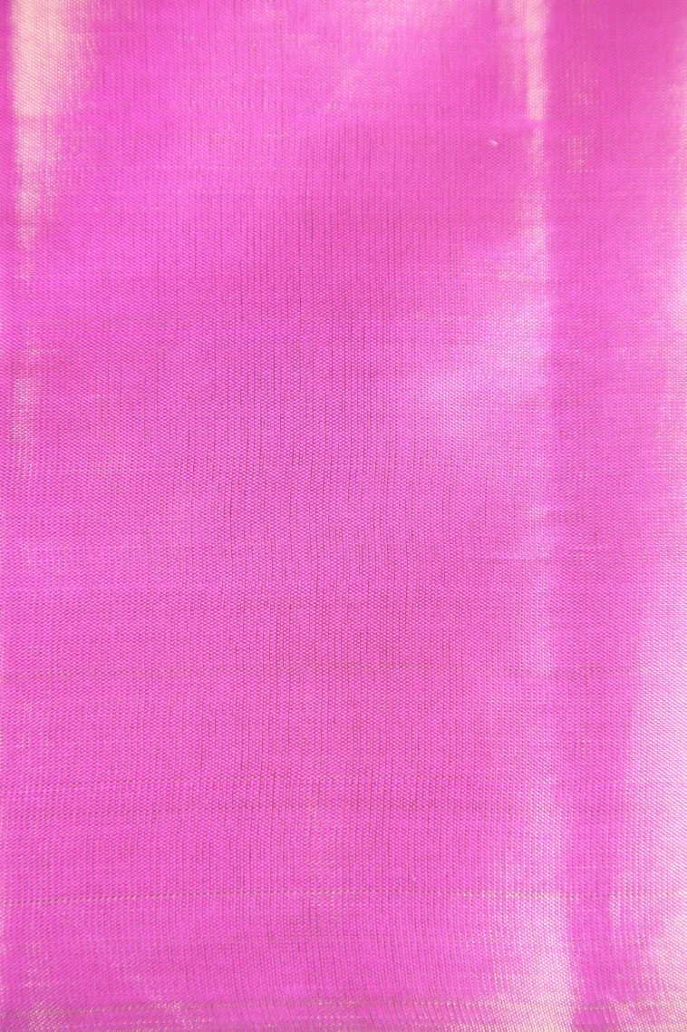 Rose Pink Kanchipuram Silk Sarees with Gold Zari Floral Patterns view 3