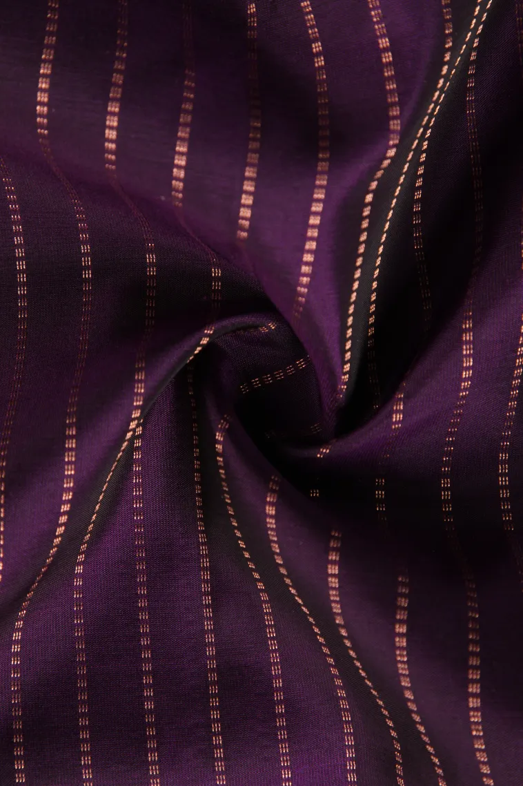 Viola Purple Soft Silk Saree with Copper Zari Straipes And Puttas view 4