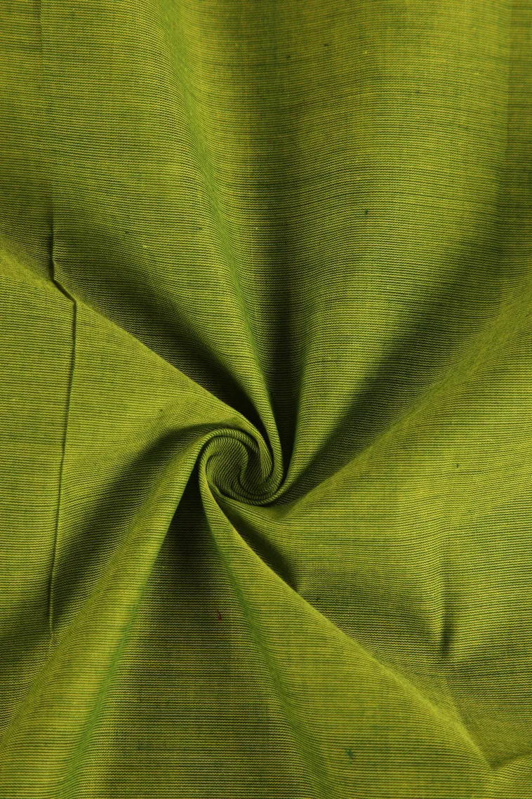 Lime Green Chettinad Cotton Sarees with Gold Zari Plain view 4