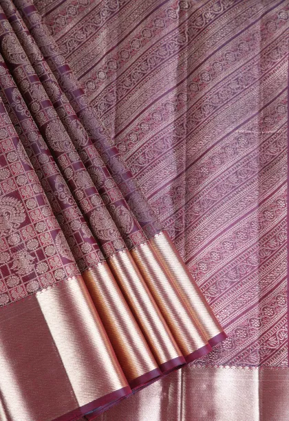 Cherry Red Kanchipuram Silk Sarees with Gold Zari Peacock And Animal