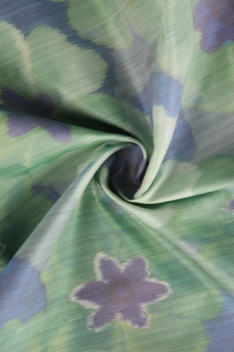 Slate Blue Soft Silk Sarees Without Zari With Floral Patterns view 4