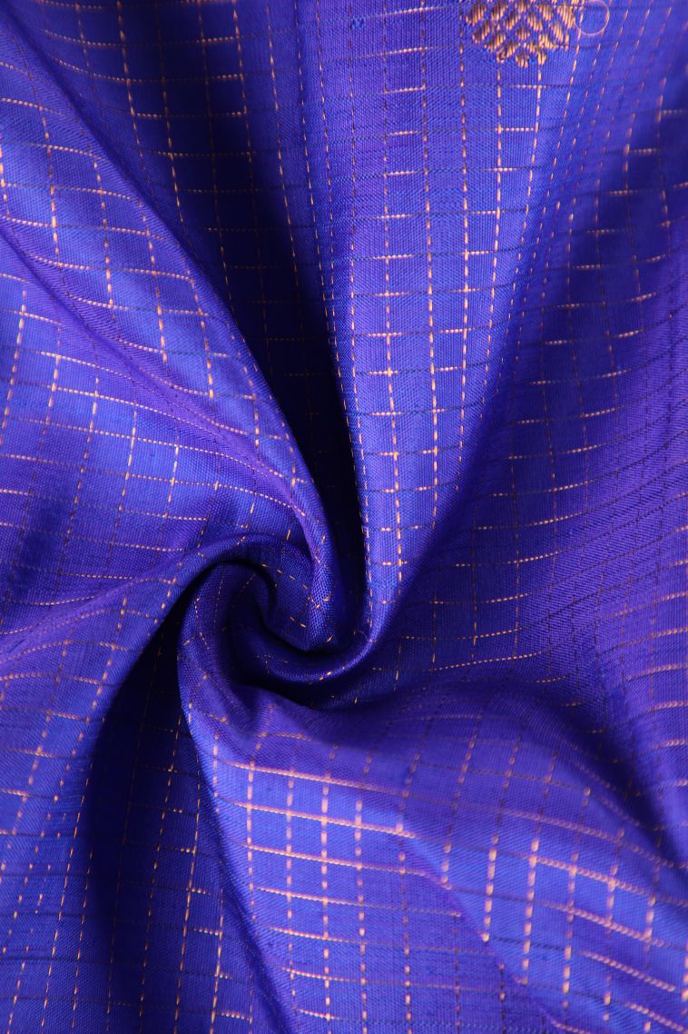 Lapis Blue Kanchipuram Silk Sarees with Gold Zari Rudhracham Mottif view 4