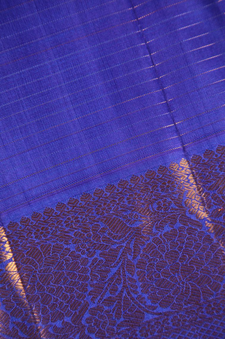 Lapis Blue Kanchipuram Silk Sarees with Gold Zari Rudhracham Mottif view 3