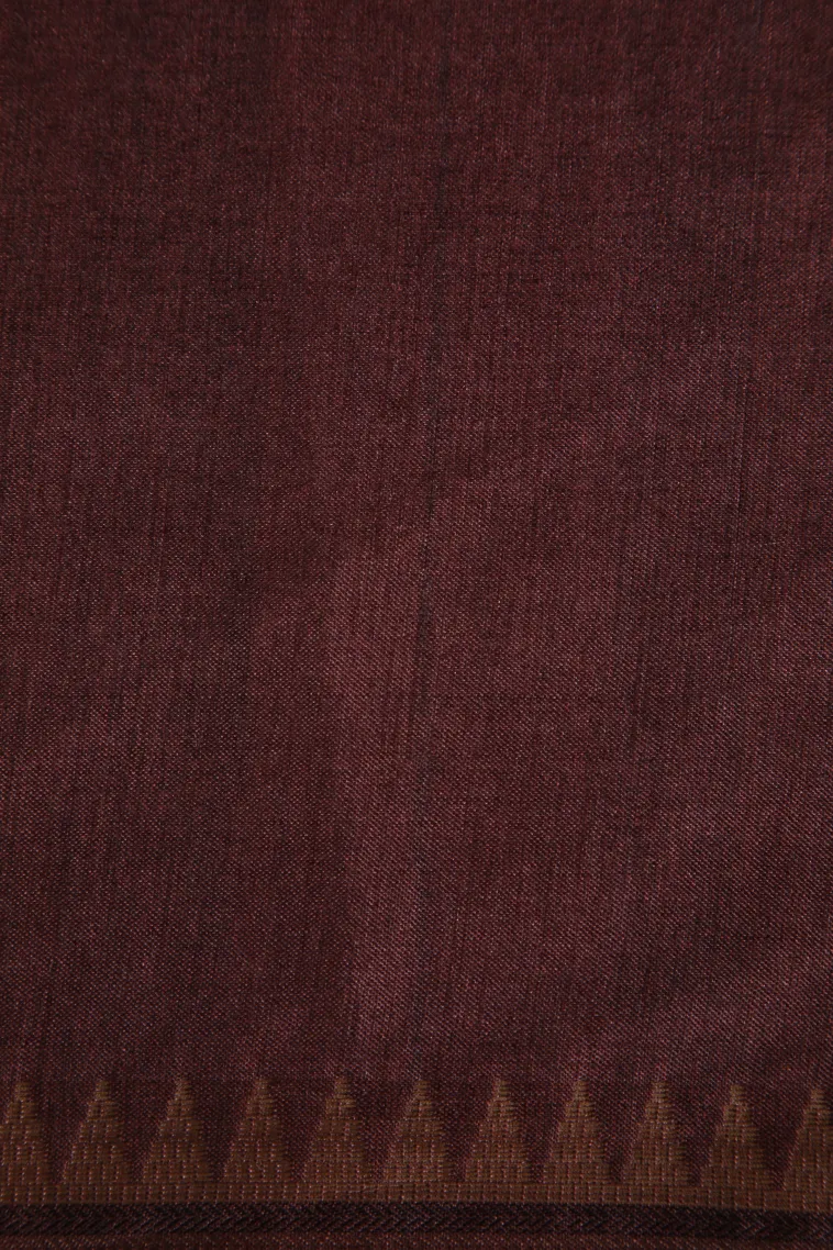 Berry Red Semi Raw Silk Printed Without Zari With Cross Straipes view 3