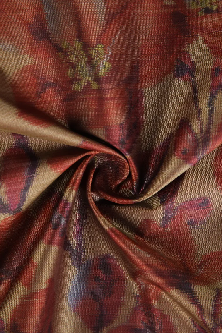 Peanut Brown Soft Silk Sarees with Bronze Zari Floral Patterns view 4
