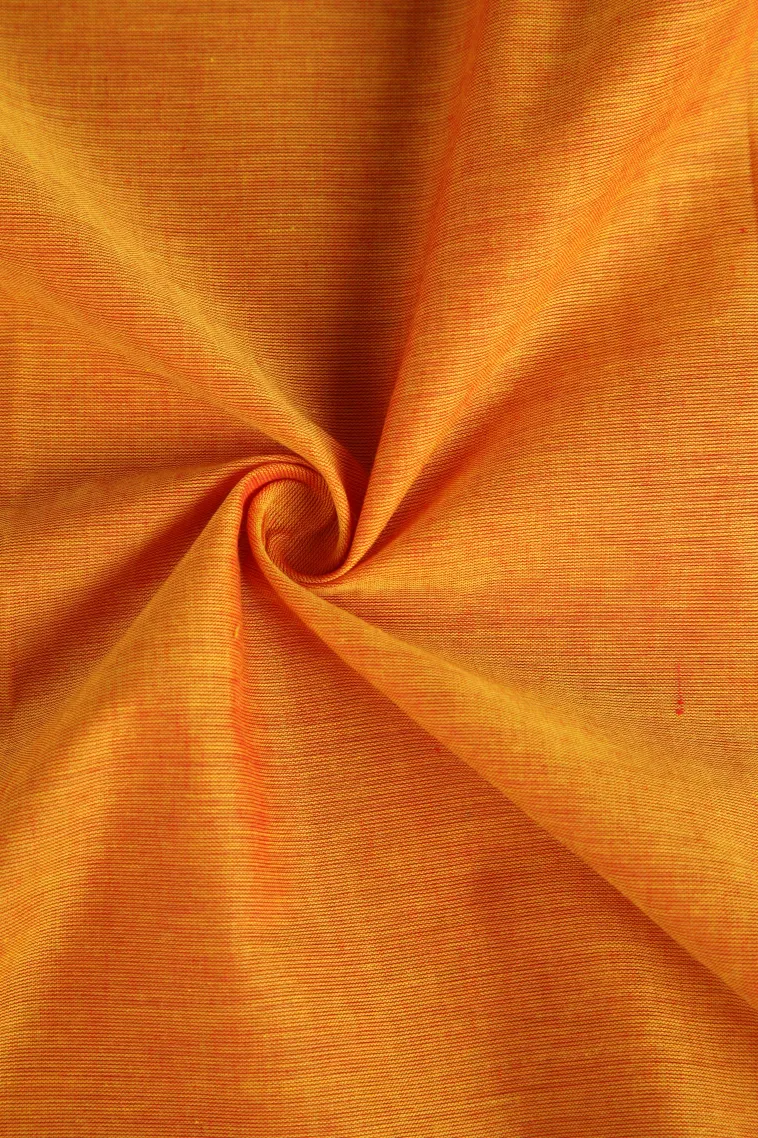 Honey Orange Chettinad Cotton Sarees with Gold Zari Plain view 4