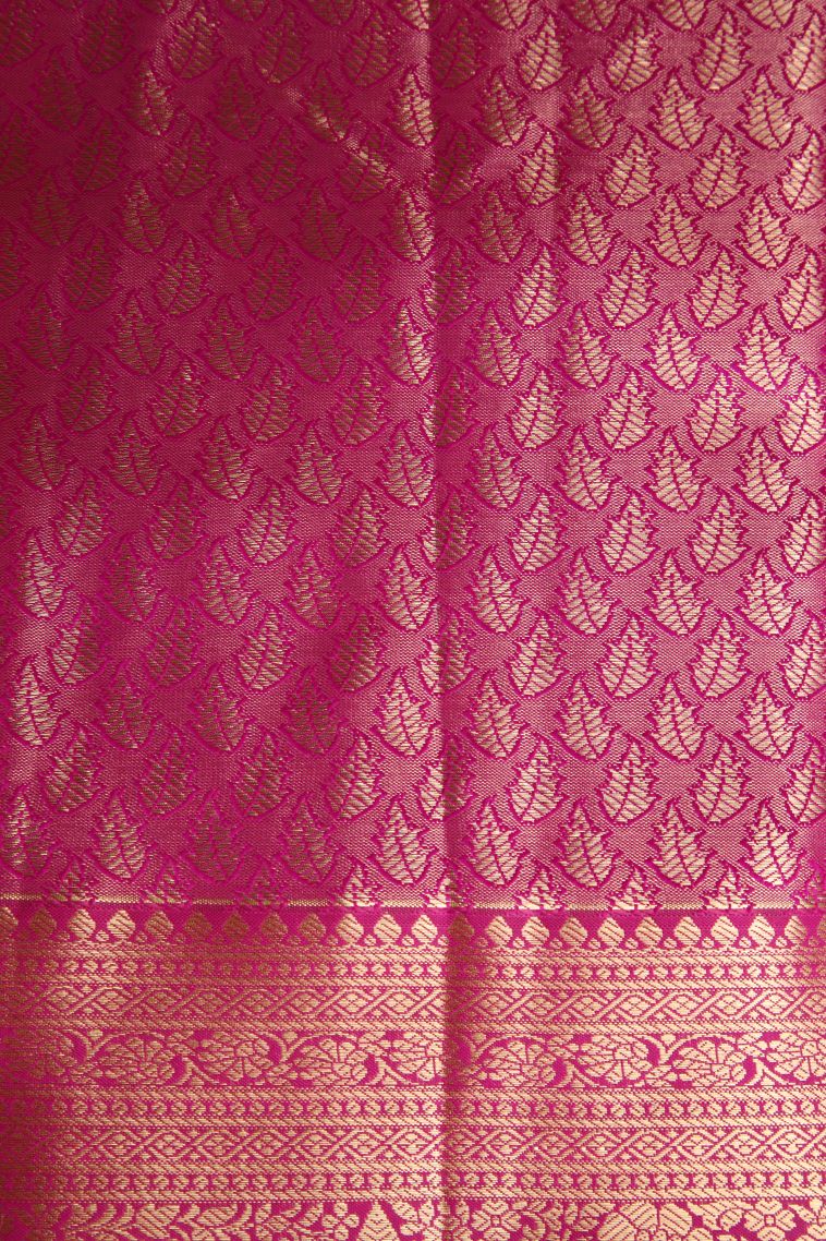 Cerulean Blue Apoorva Silk Sarees Silver Zari with Floral Patterns view 3