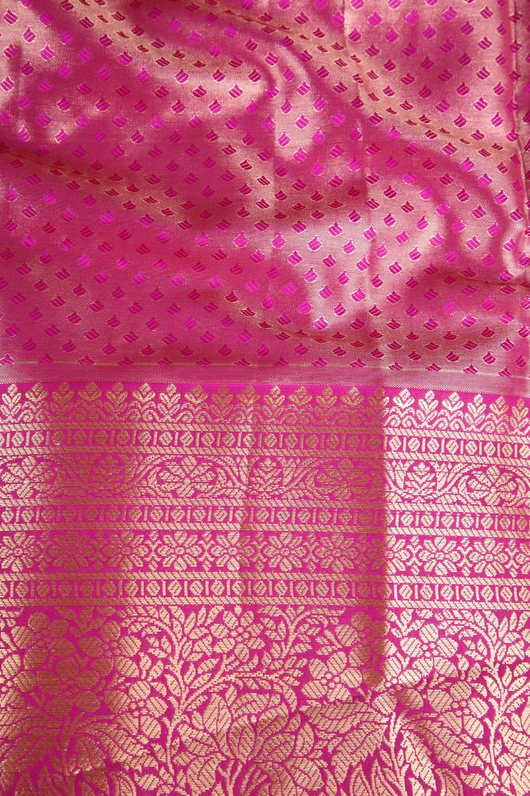 Cerulean Blue Apoorva Silk Sarees Copper Zari with Floral Patterns view 3