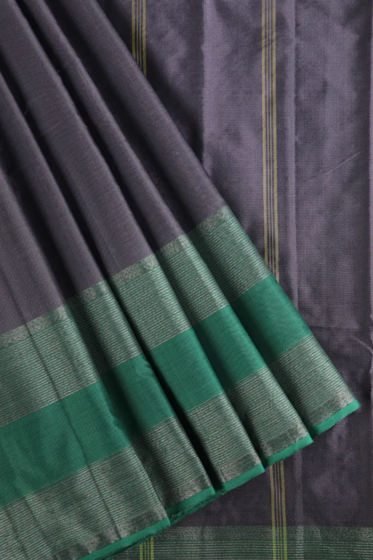 Heather Purple Arani Silk Sarees with Silver Zari Plain