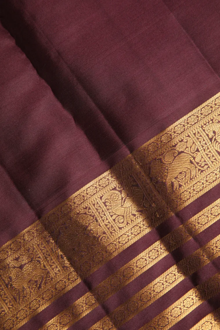 Fire Orange Kanchipuram Silk Sarees with Gold Zari Checks view 3