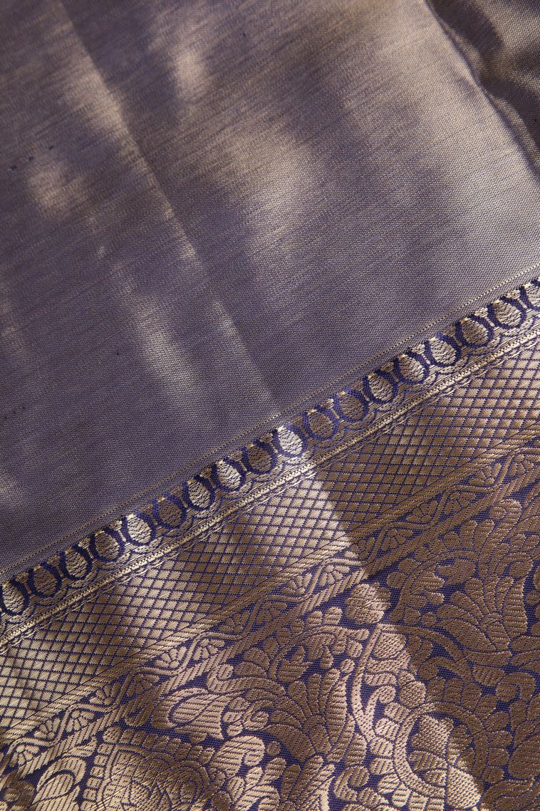 Lemon Yellow Apoorva Silk Sarees with Copper Zari Floral Patterns view 3