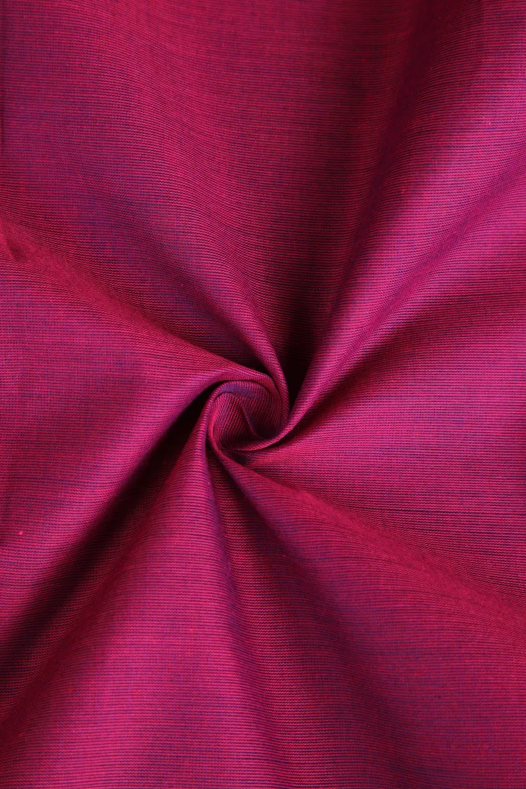 Magenta Pink Chettinad Cotton Sarees with Gold Zari Plain view 4