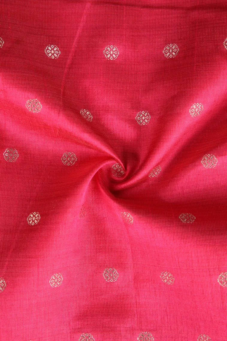 Punch Pink Raw Silk Sarees with Antic Zari Puttas view 4