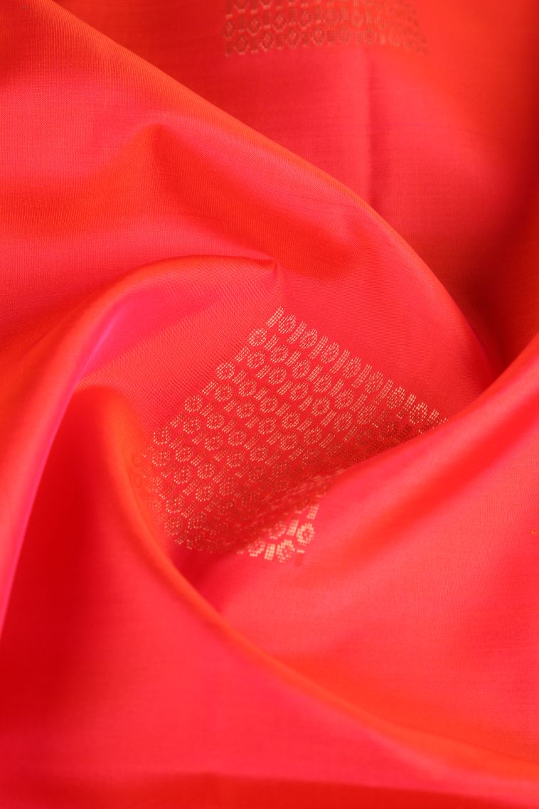 Strawberry Pink Soft Silk Saree Copper Zari with Buttis (small Dots Or Motifs) view 4