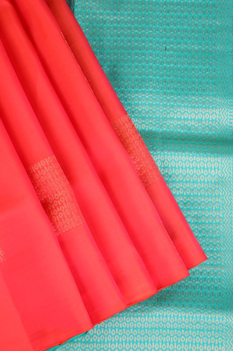 Strawberry Pink Soft Silk Saree Copper Zari with Buttis (small Dots Or Motifs) view 1