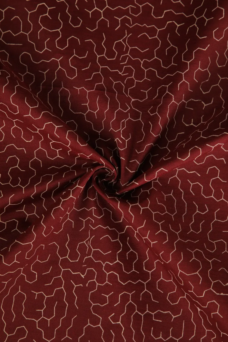 Berry Red Poly Cotton Sarees Without Zari With Floral Patterns view 4