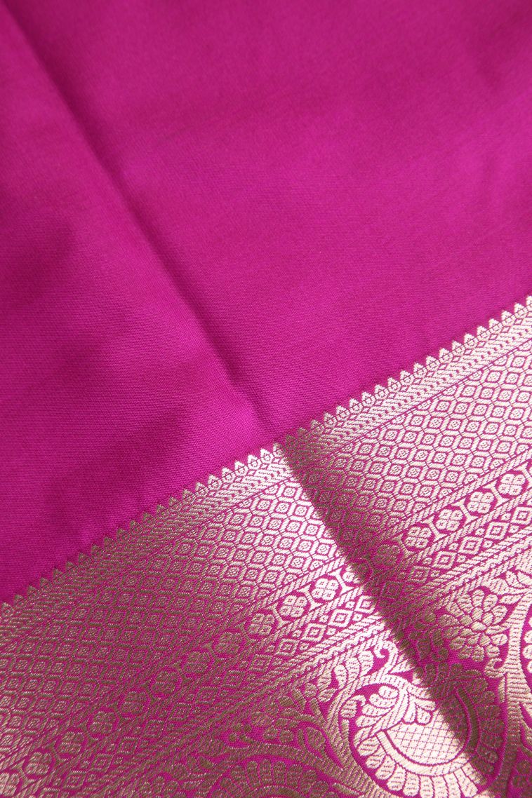 Fuscia Pink Apoorva Silk Sarees with Copper Zari Floral Puttas view 3