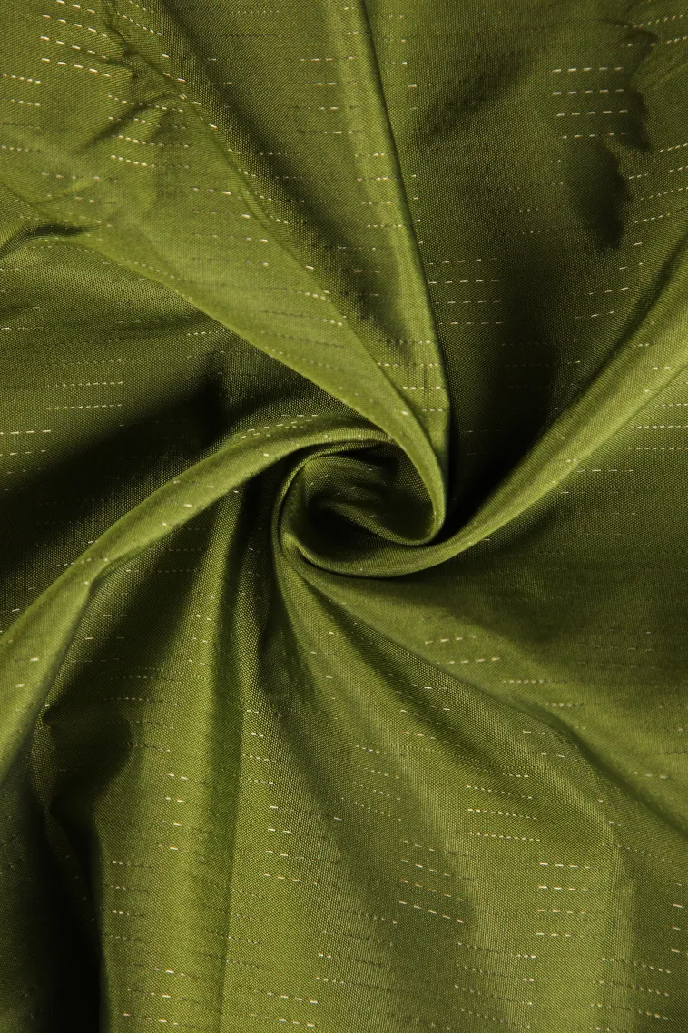 Olive Green Arani Silk Sarees with Silver Zari Horizontal Model view 4