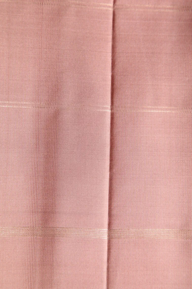 Strawberry Pink Kanchipuram Silk Sarees with Gold Zari Checks And Puttas view 3