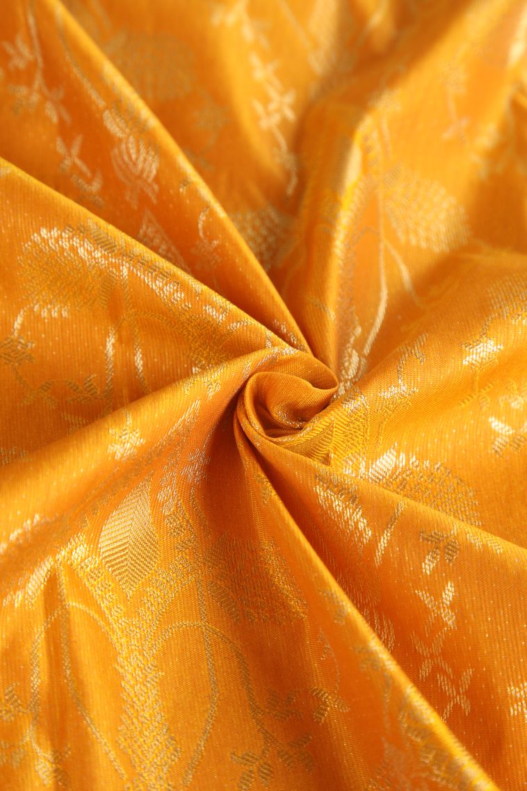 Mango Yello Apoorva Silk Sarees with Copper Zari Floral Patterns view 4