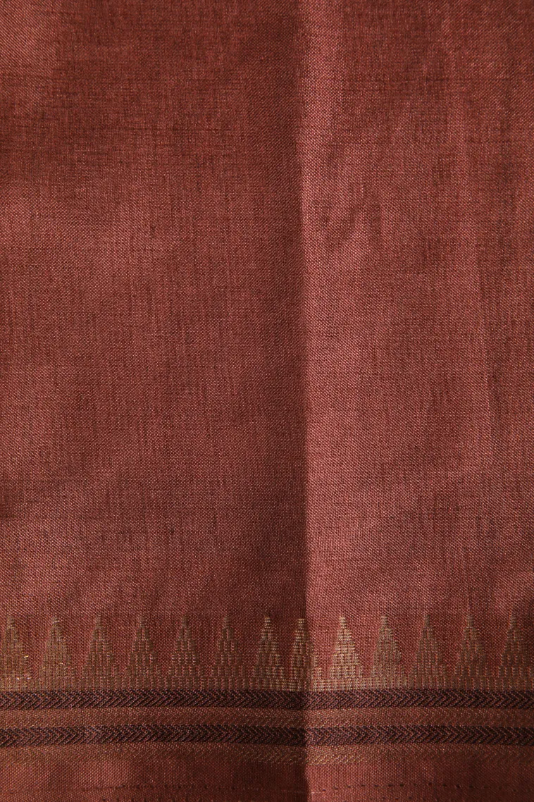 Apple Red Semi Raw Silk Printed Without Zari With Geometric Shapes view 3