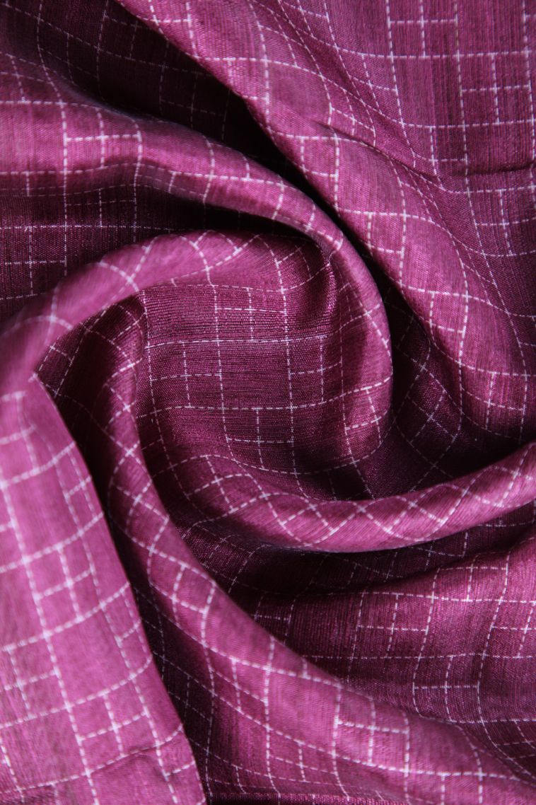 Rose Pink Raw Silk Sarees Without Zari With Checks view 4