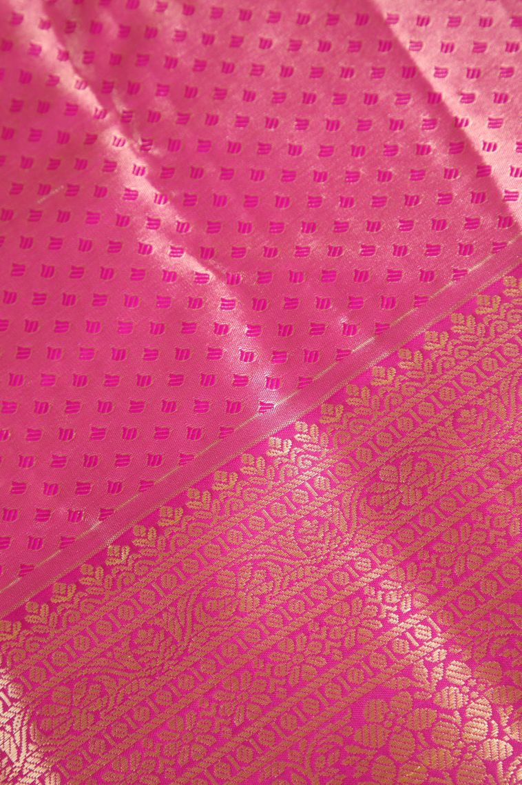 Rouge Pink Apoorva Silk Sarees with Copper Zari Floral Patterns view 3