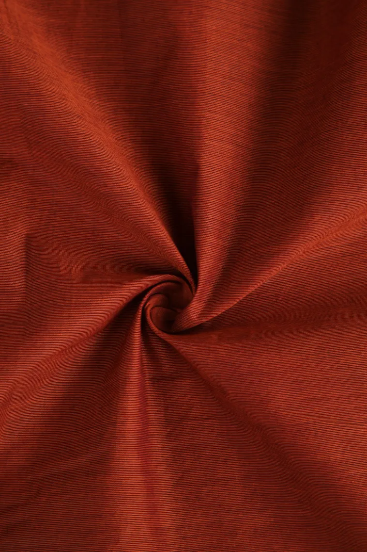 Amber Orange Chettinad Cotton Sarees with Gold Zari Plain view 4