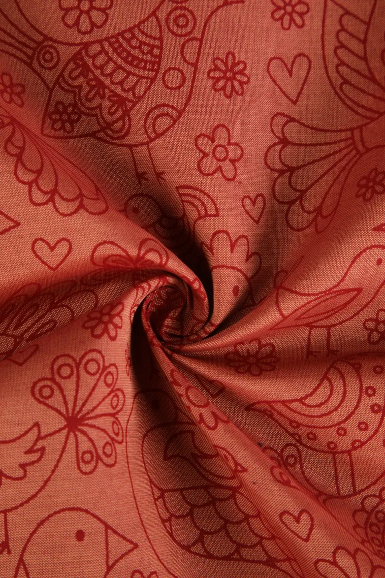 Blush Red Poly Cotton Sarees Without Zari With Floral Patterns view 4