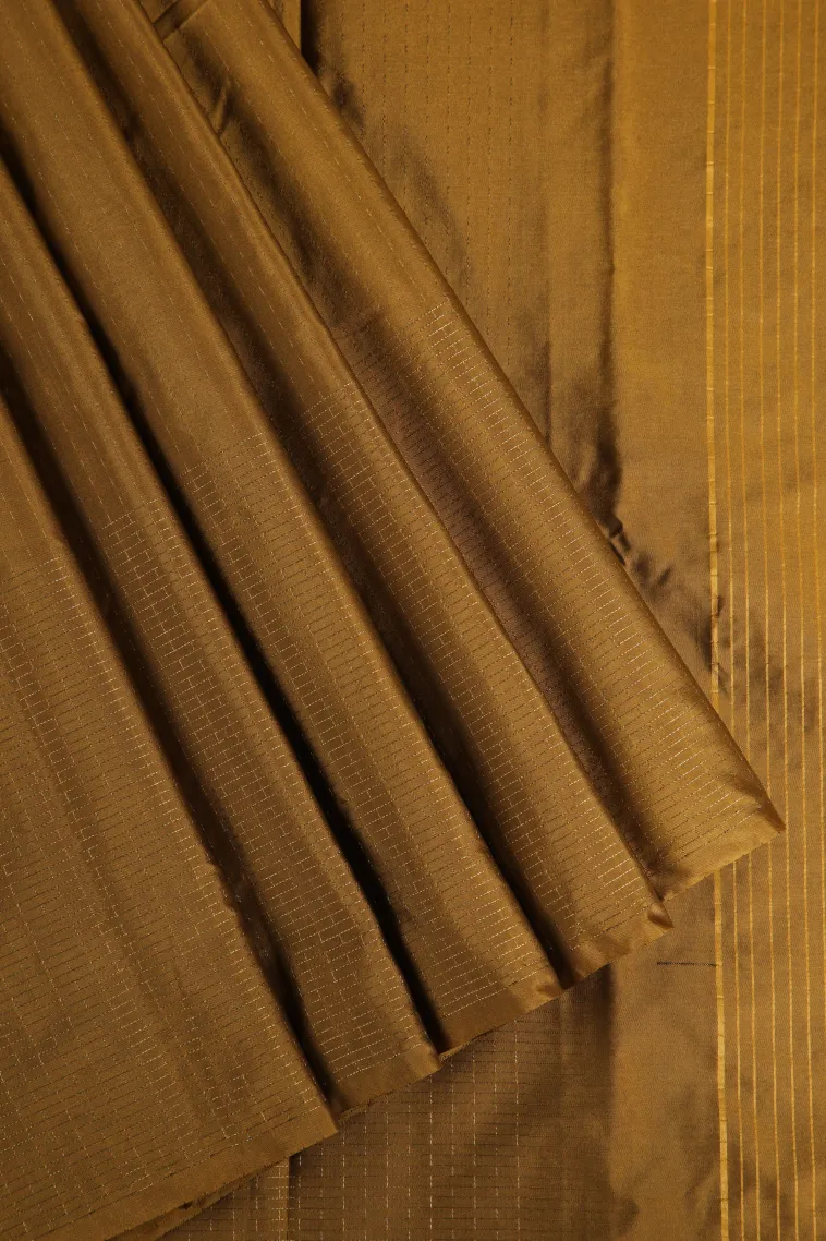 Peanut Brown Arani Silk Sarees with Gold Zari Stripes