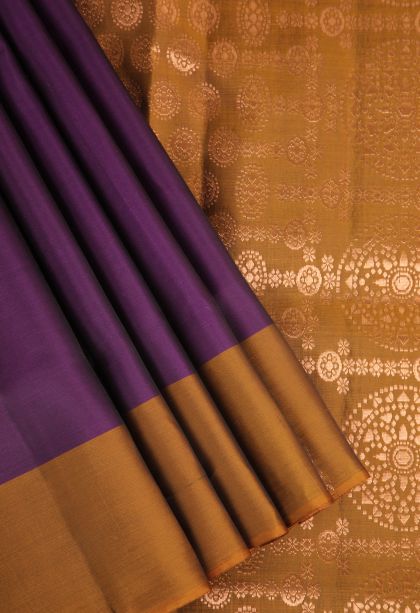 Viola Purple Soft Silk Saree Copper Zari with Floral Patterns