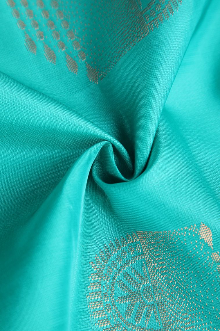 Sapphire Blue Soft Silk Saree Copper Zari with Buttis (small Dots Or Motifs) view 4