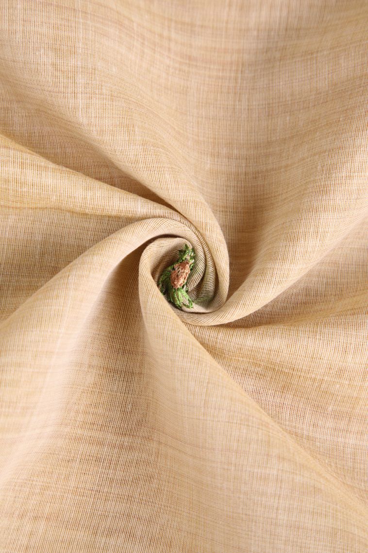 Vanilla Custard Yellow Chanderi Cotton Sarees Gold Zari with Floral Puttas Embroidary view 4