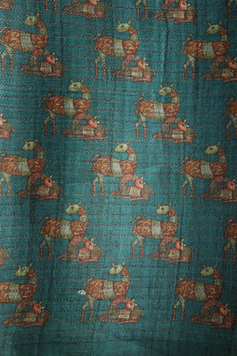 Mulberry Purple Tussar Saree Without Zari With Animal Mottif view 3
