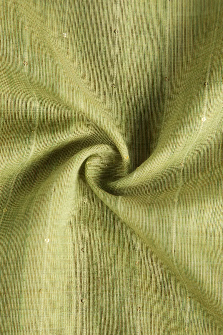 Olive Green Jute Sarees Without Zari With Stone Work view 4