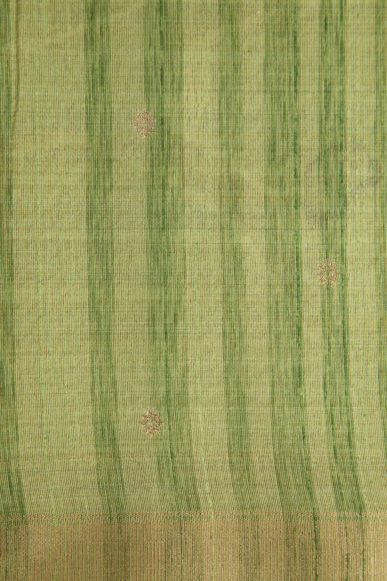 Olive Green Jute Sarees Without Zari With Stone Work view 3