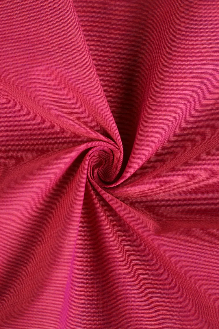 Watermelon Pink Chettinad Cotton Sarees with Gold Zari Plain view 4