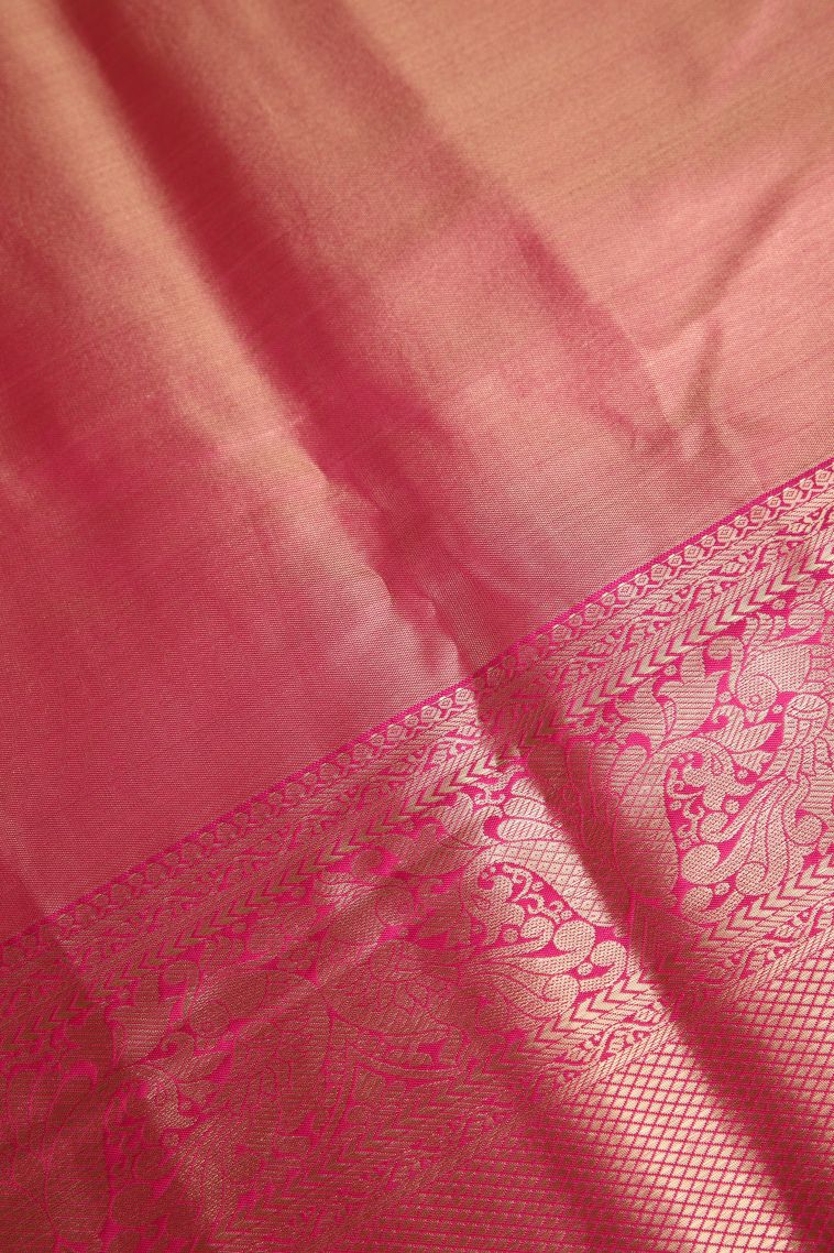 Pine Green Apoorva Silk Sarees with Copper Zari Birds And Floral Pattern view 3